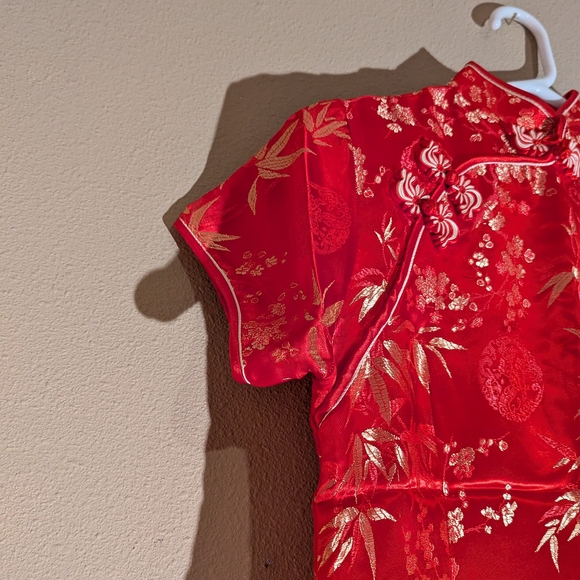 Red Embellished Maxi Dress with Mock Neck - Picture 7 of 16